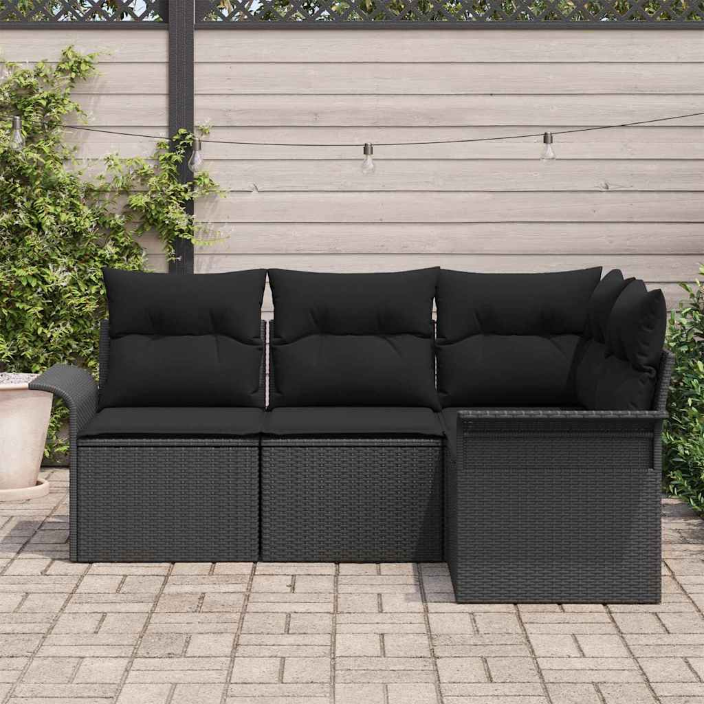 Sjedeća garnitura za vrt s pohranom 4 pcs Crna poliratan