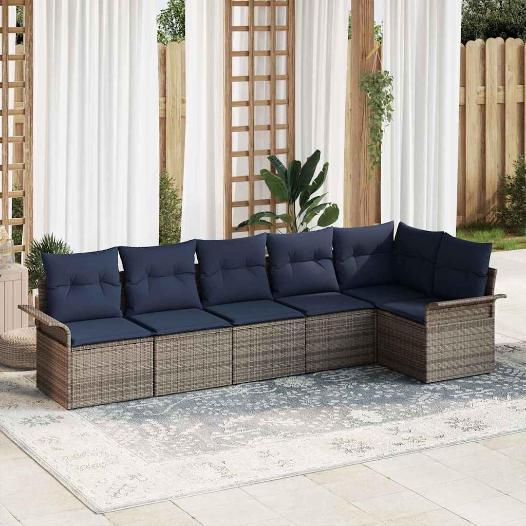 Sjedeća garnitura za vrt s pohranom 6 pcs Siva poliratan