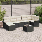 Sjedeća garnitura za vrt 8 kom. Crna poliratan 297,5 x 132,5 x 69 cm