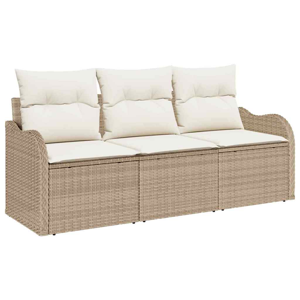 Sjedeća garnitura za vrt 3 kom. Bež Poli ratan 176 x 62 x 85 cm