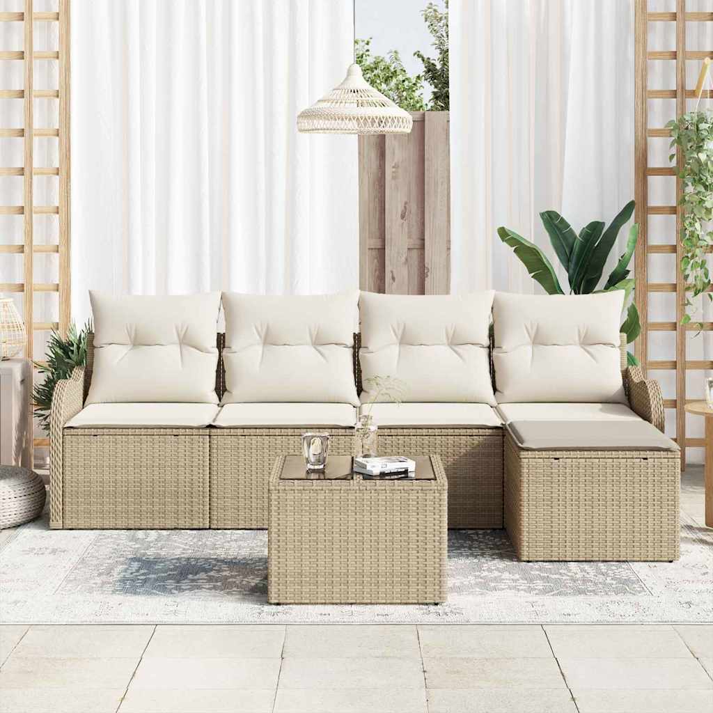 Sjedeća garnitura za vrt s jastukom 6 pcs Smeđa Poli ratan