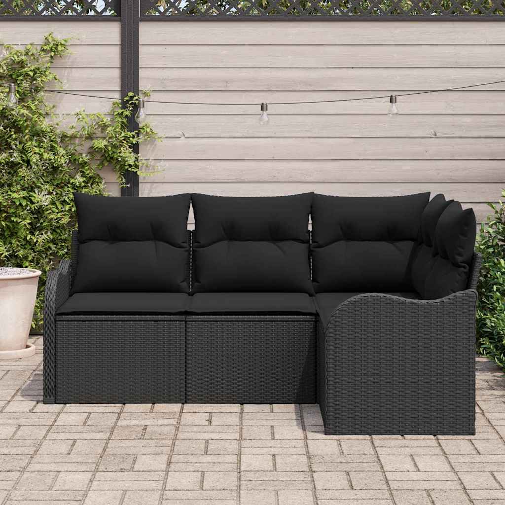 Sjedeća garnitura za vrt s pohranom 4 pcs Crna poliratan