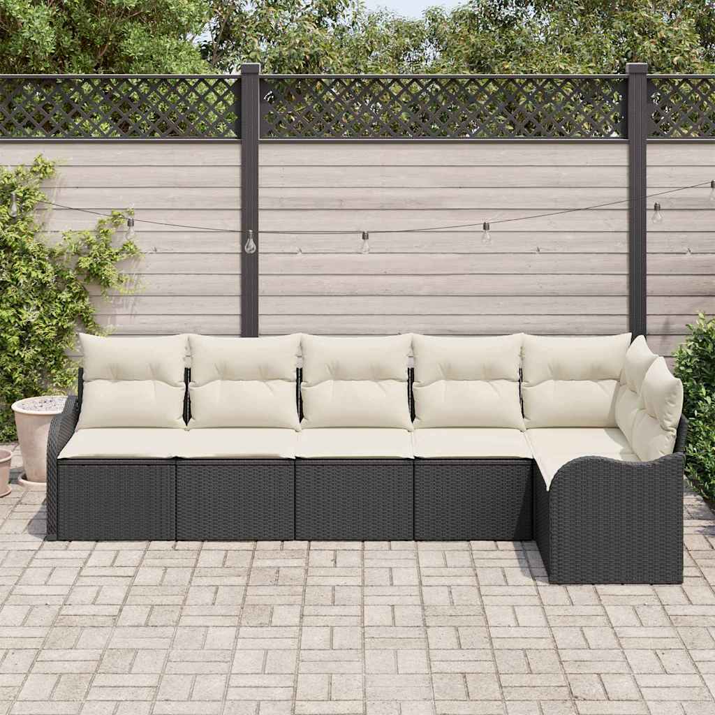 Sjedeća garnitura za vrt 6 kom. Crna poliratan 287,5 x 122,5 x 69 cm