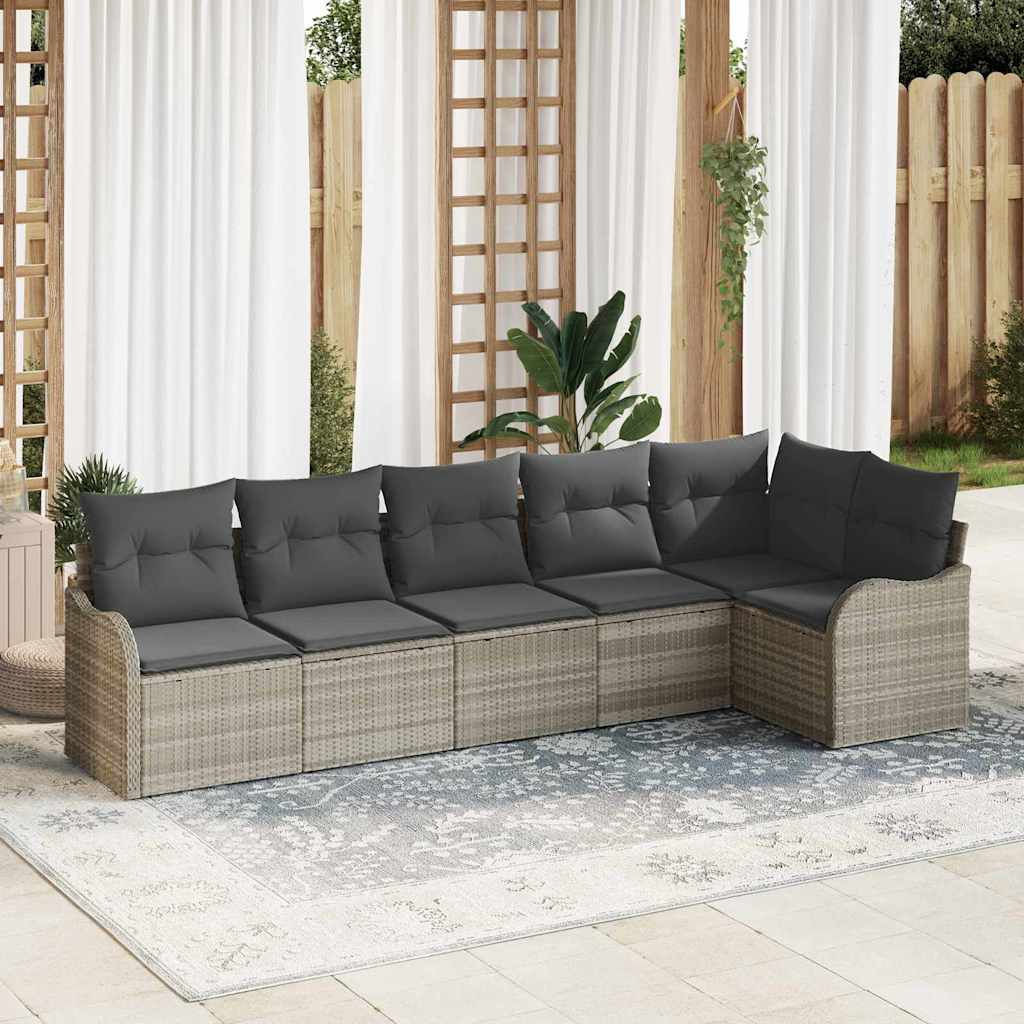 Sjedeća garnitura za vrt 6 kom. Svijetlo siva poliratan Svjetlosiva 287,5 x 122,5 x 69 cm