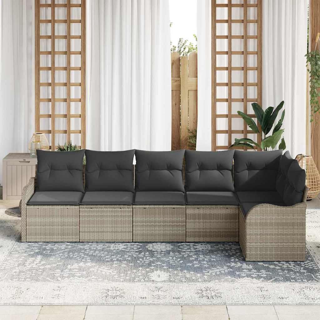 Sjedeća garnitura za vrt 6 kom. Svijetlo siva poliratan Svjetlosiva 287,5 x 122,5 x 69 cm