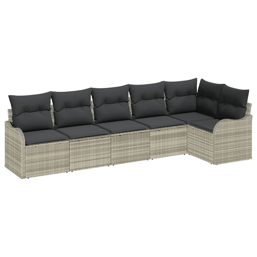 Sjedeća garnitura za vrt 6 kom. Svijetlo siva poliratan Svjetlosiva 287,5 x 122,5 x 69 cm
