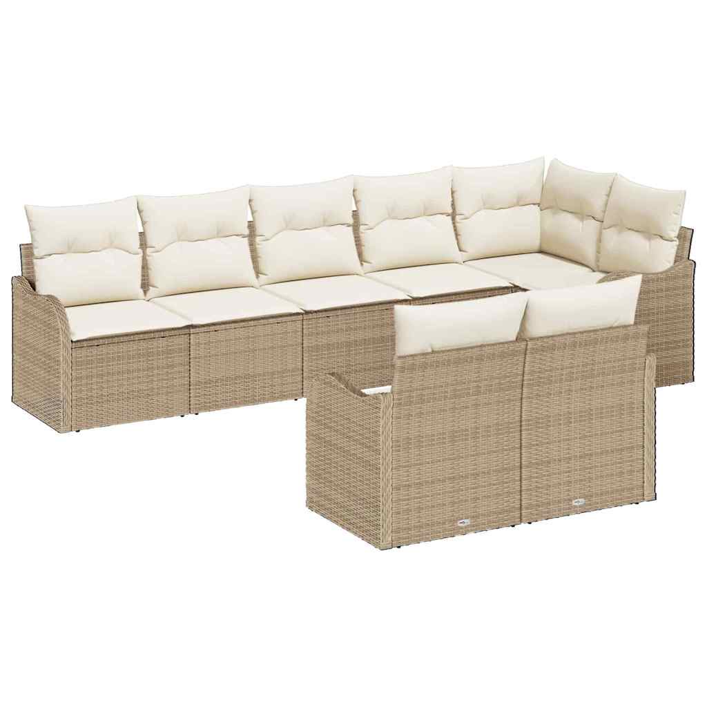Sjedeća garnitura za vrt 8 pcs Bež i Bijela poliratan