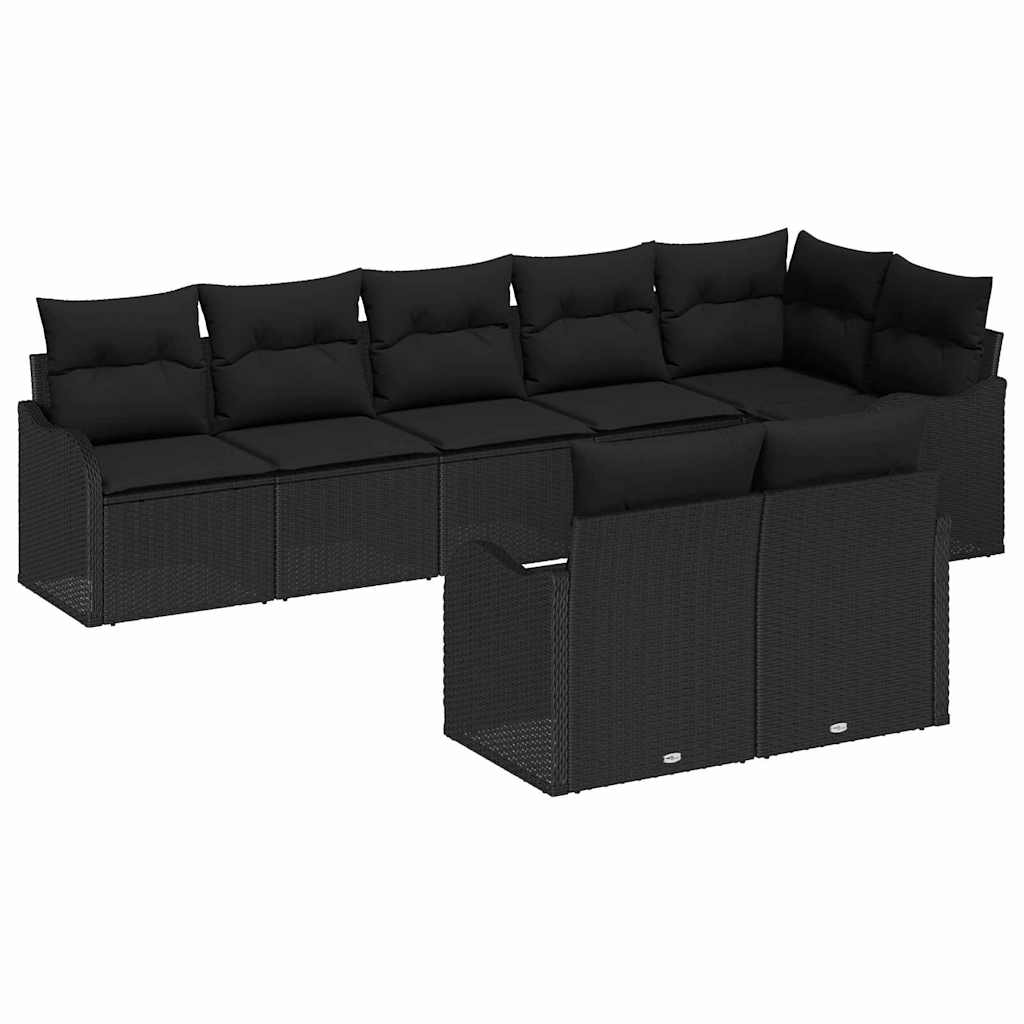 Sjedeća garnitura za vrt s pohranom 8 pcs Crna poliratan
