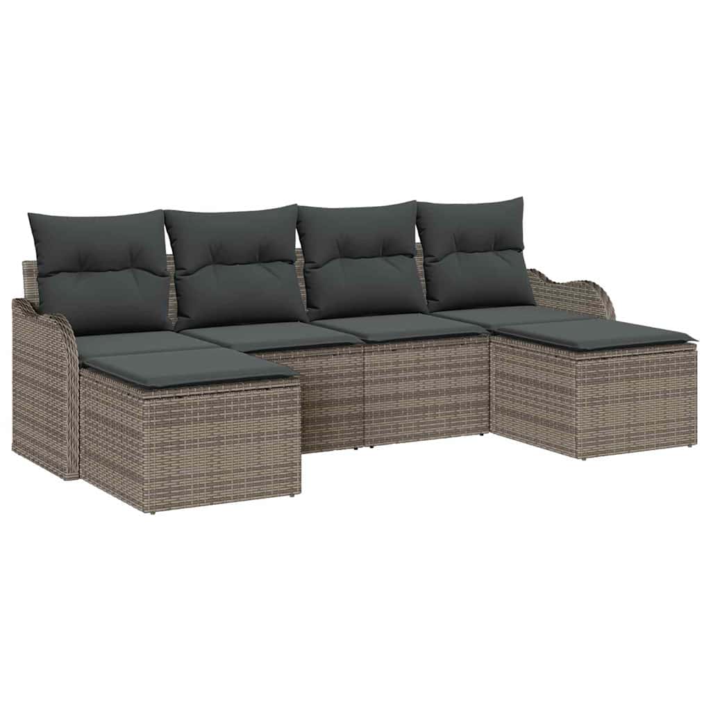 Sjedeća garnitura za vrt s pohranom 6 pcs Siva poliratan