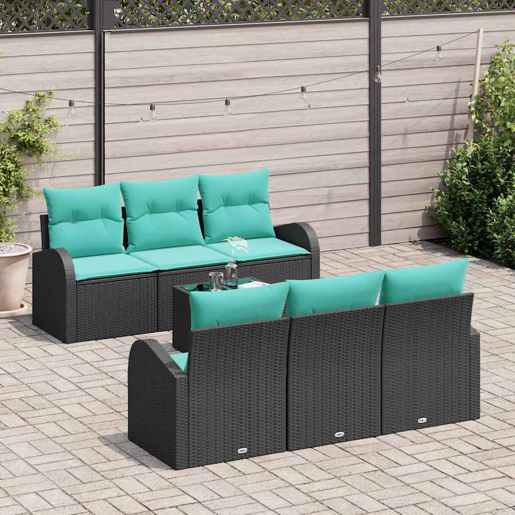 Sjedeća garnitura za vrt 7 kom. 6-Broj sjedala Crna i Tirkizna 179 x 62 x 69 cm