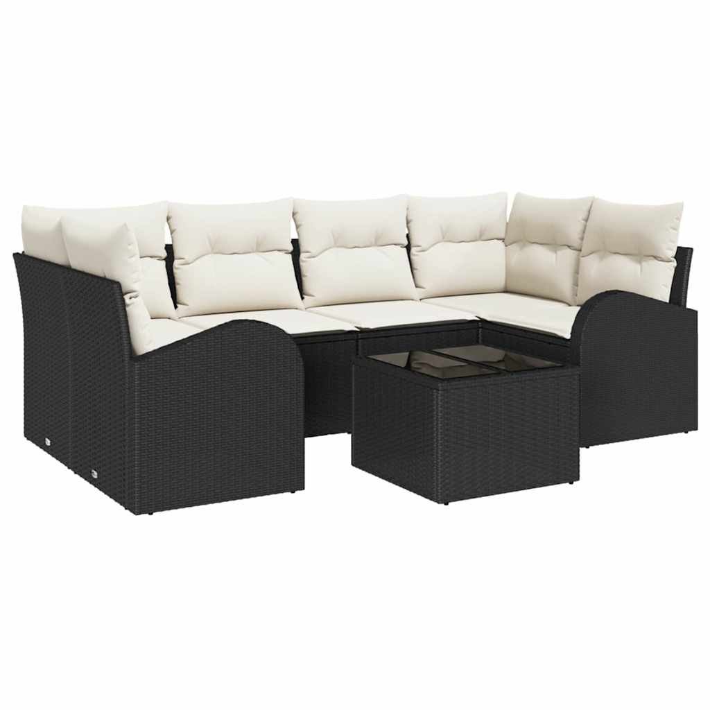 Sjedeća garnitura za vrt 7 kom. 6-Broj sjedala Crna i Krema 234 x 124 x 69 cm