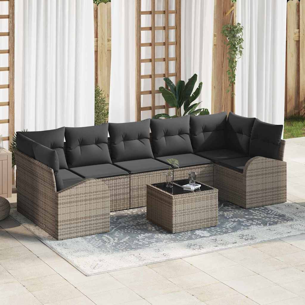 Sjedeća garnitura za vrt 8 pcs Siva 289 x 124 x 69 cm poliratan
