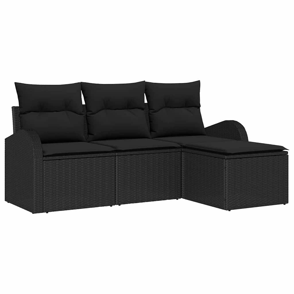 Set sofe s jastukom s pohranom 4 pcs Crna poliratan