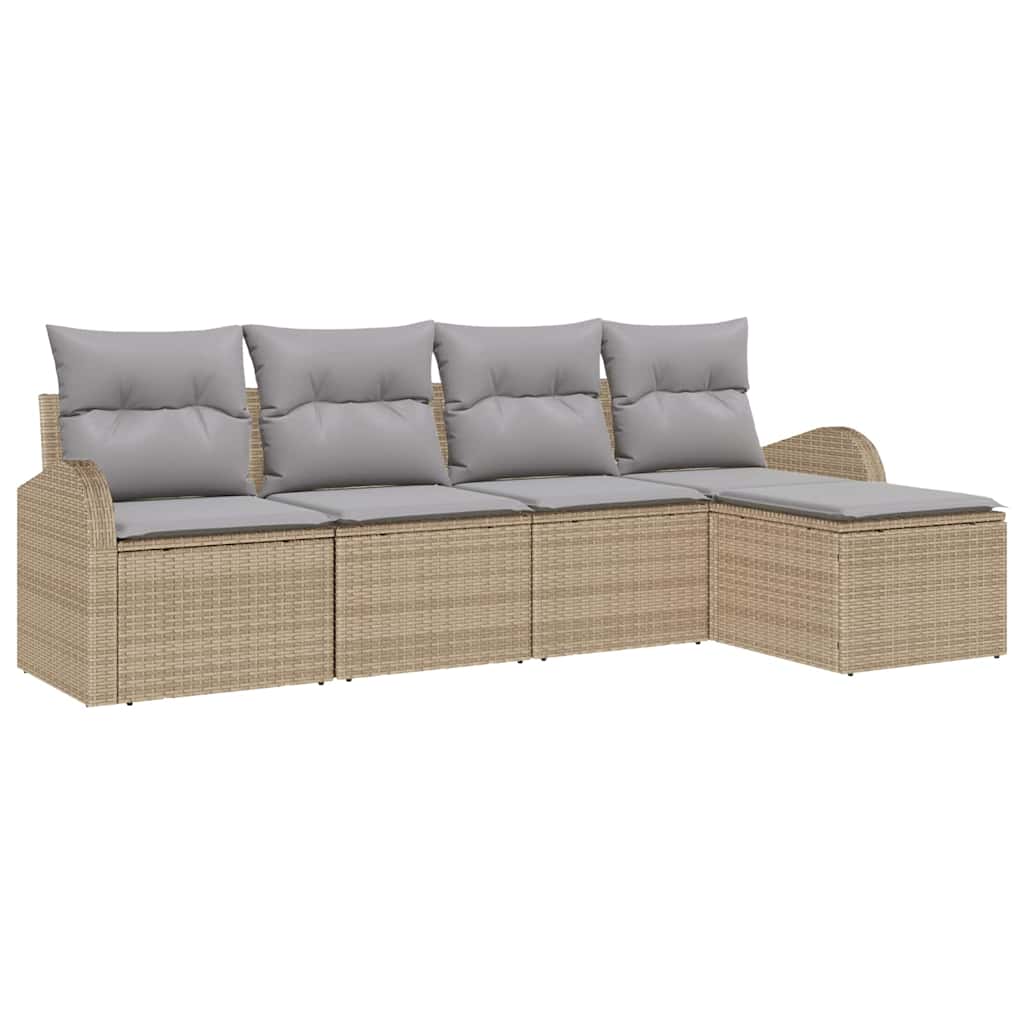 Set sofe 5 kom. Bež i svijetlo siva poliratan 124 x 62 x 85 cm