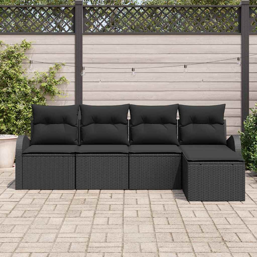 Set sofe s jastukom s pohranom 5 pcs Crna poliratan
