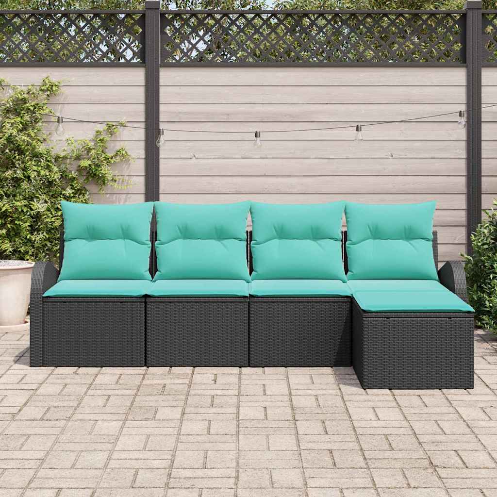 Set sofe s jastukom s pohranom 5 pcs Crna i Tirkizna poliratan