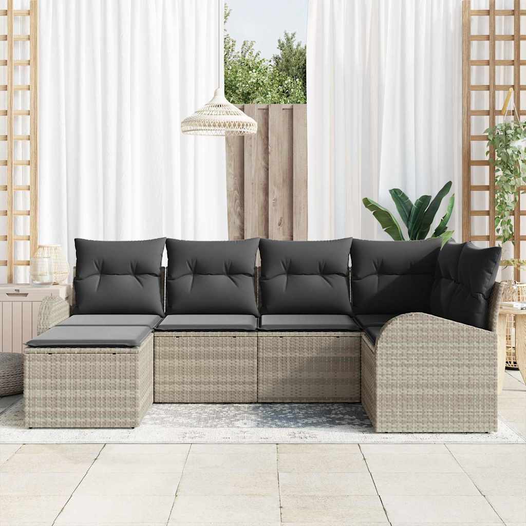 Set sofe s jastukom s pohranom 6 pcs Svijetlo siva poliratan