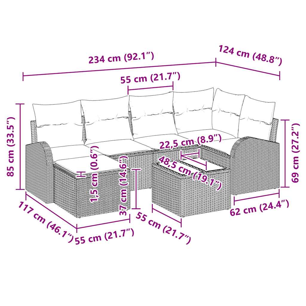 Set sofe s jastukom s pohranom 7 pcs Svijetlo siva poliratan
