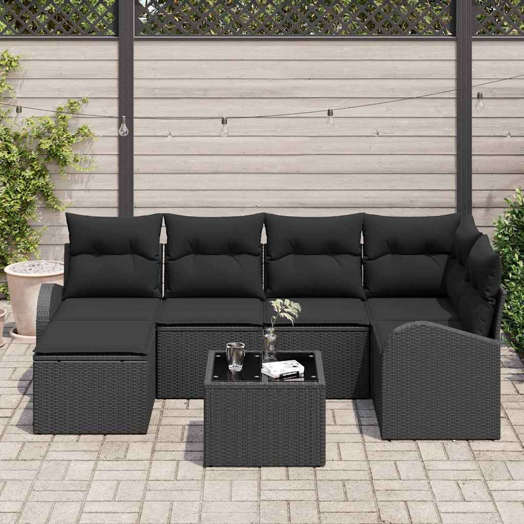 Set sofe s jastukom s pohranom 7 pcs Crna poliratan