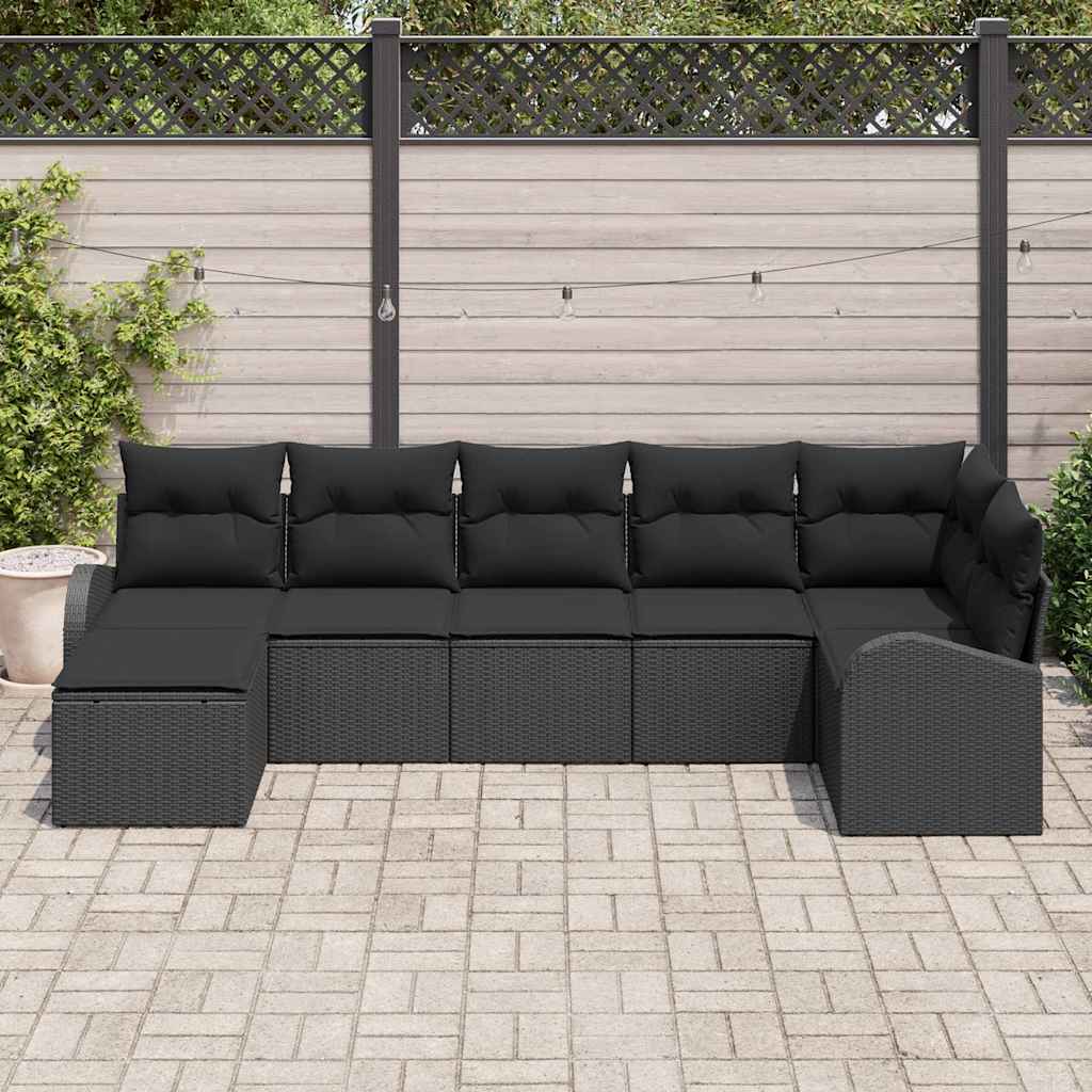 Set sofe s jastukom s pohranom 7 pcs Crna poliratan