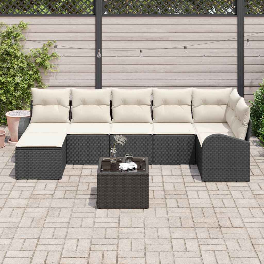 Set sofe s jastukom s pohranom 8 pcs Crna poliratan