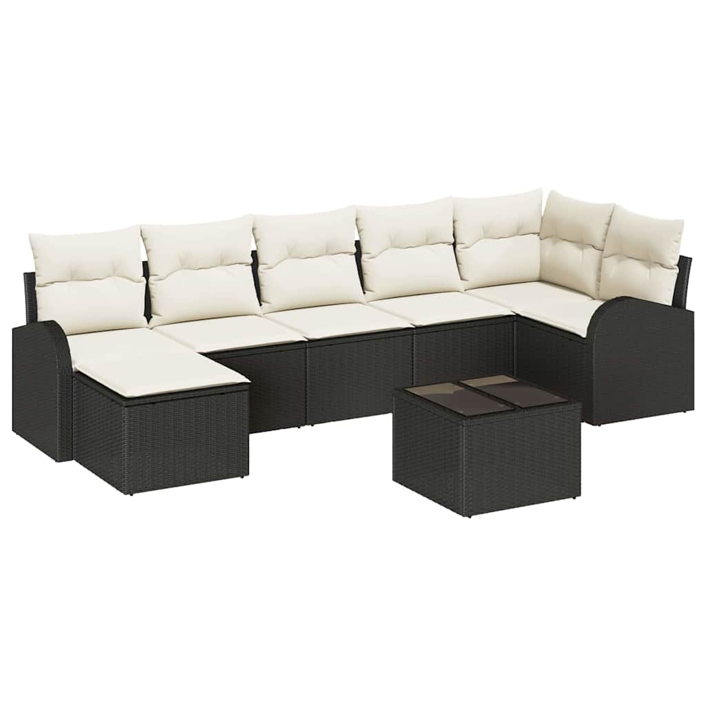 Set sofe s jastukom s pohranom 8 pcs Crna poliratan