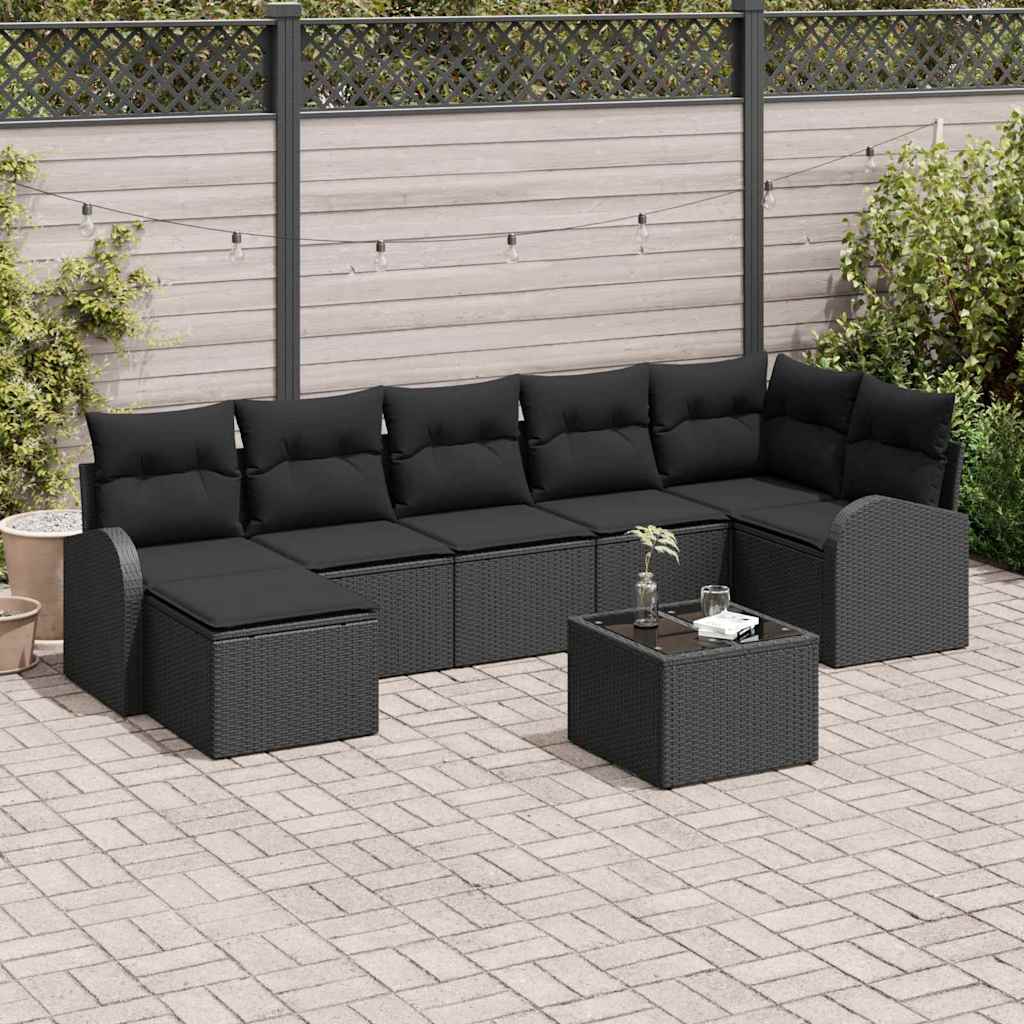 Set sofe s jastukom s pohranom 8 pcs Crna poliratan