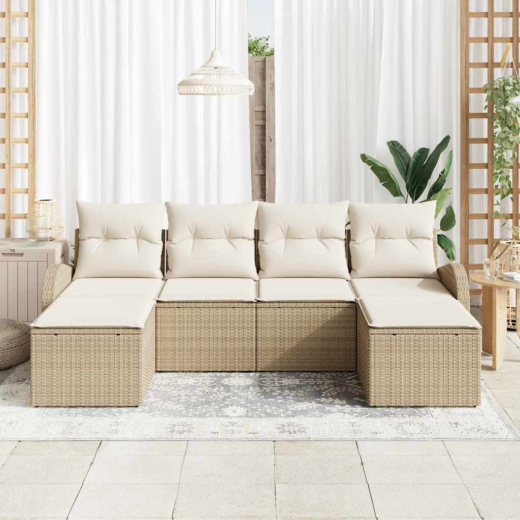 Set sofe s jastukom s pohranom 6 pcs Bež i Bijela poliratan