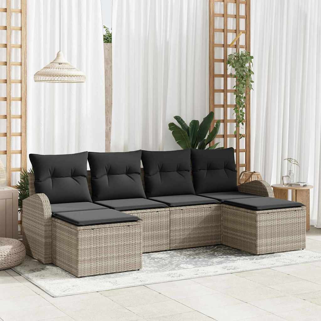 Set sofe s jastukom s pohranom 6 pcs Svijetlo siva poliratan