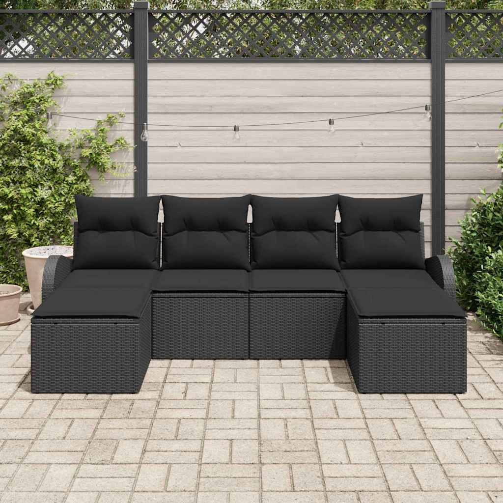 Set sofe s jastukom s pohranom 6 pcs Crna poliratan