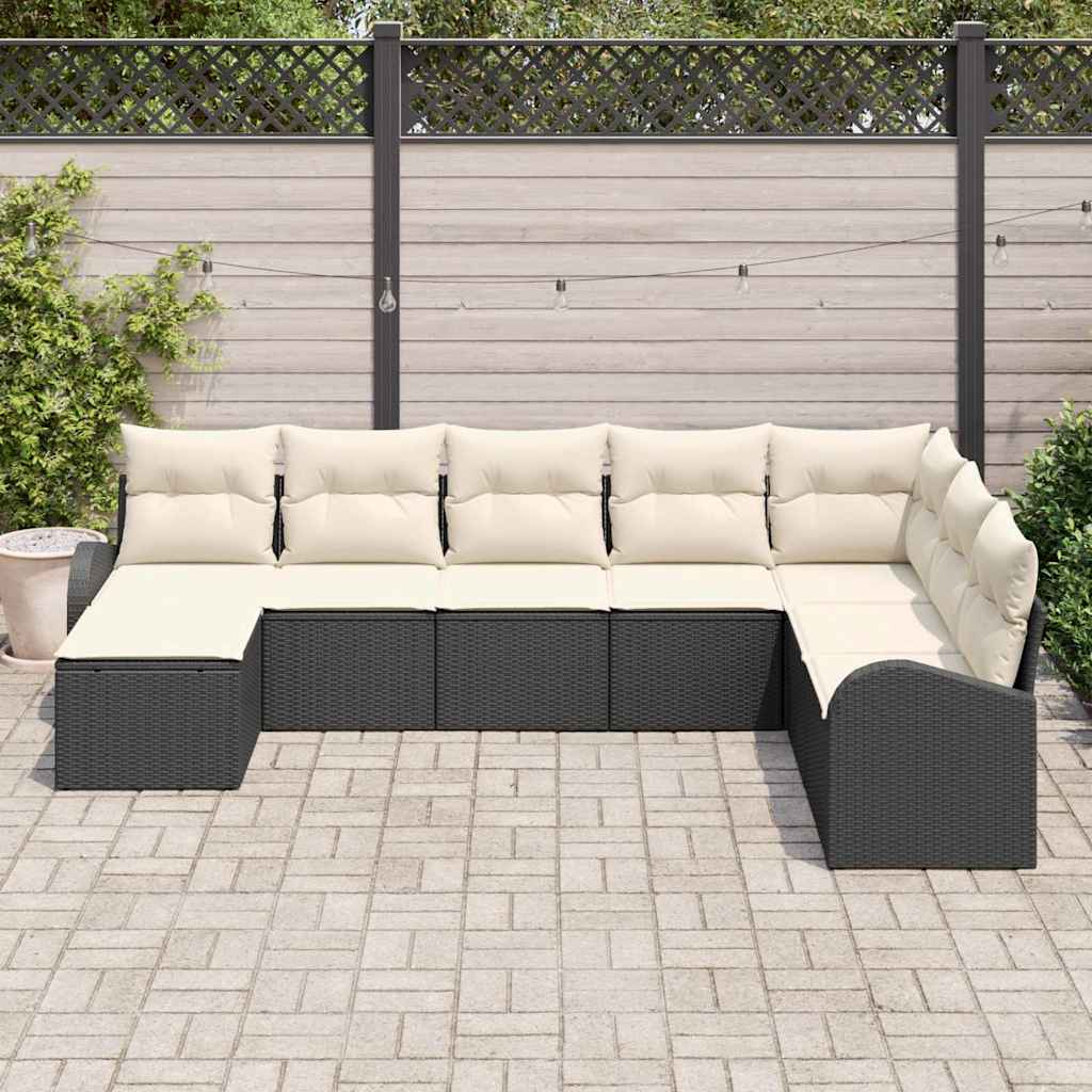 Set sofe s jastukom s pohranom 8 pcs Crna i bijela poliratan
