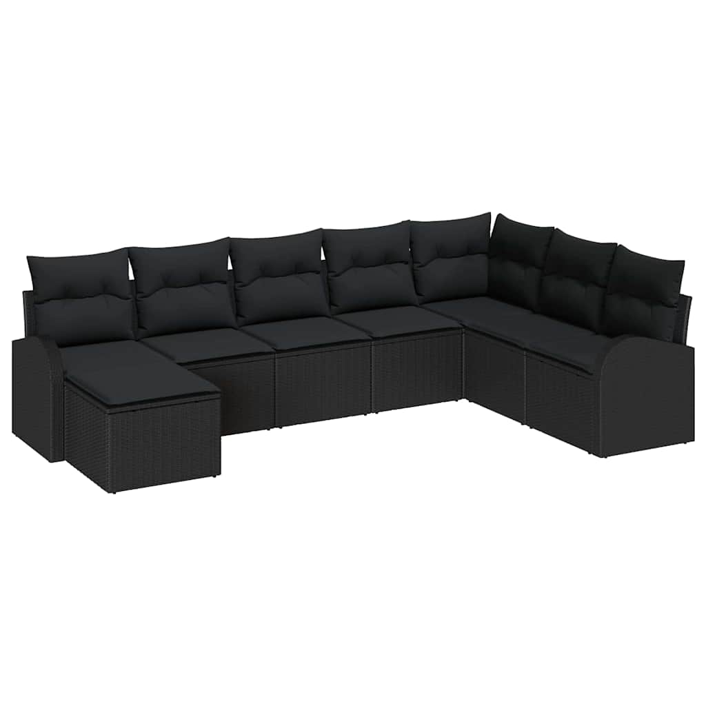 Set sofe s jastukom s pohranom 8 pcs Crna poliratan