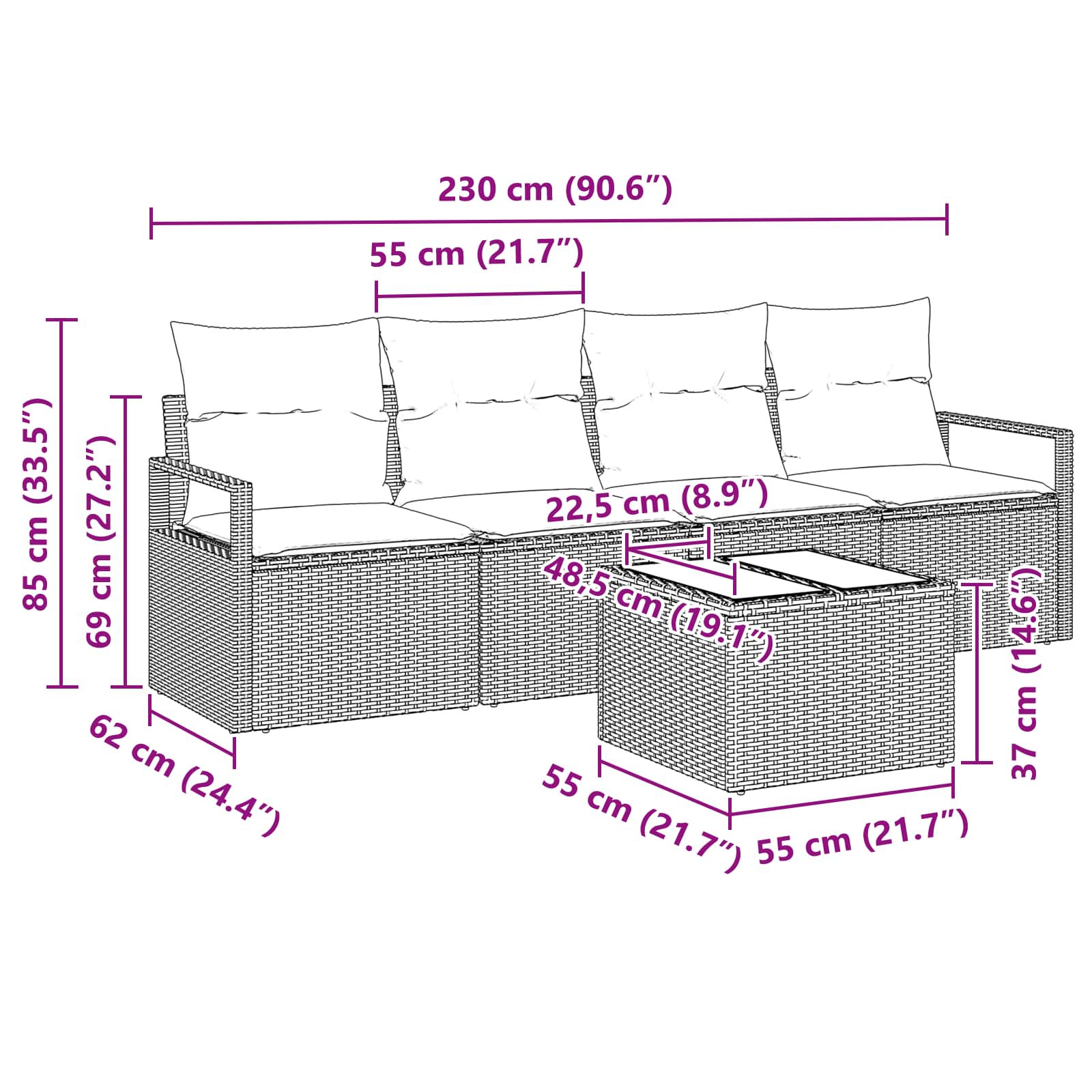 Set sofe s jastukom s pohranom 5 pcs Bež i Crvena poliratan