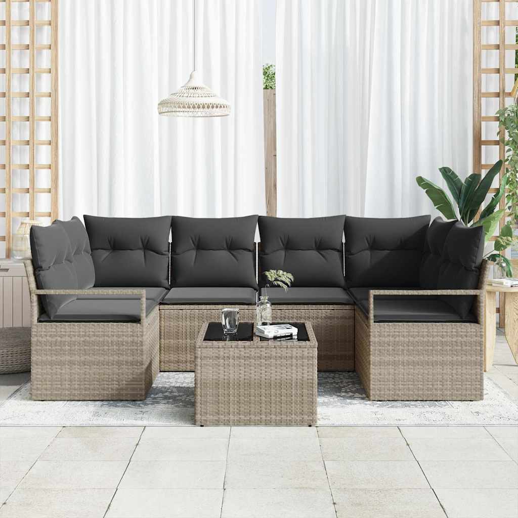 Sjedeća garnitura za vrt 7 pcs Svijetlo siva i tamno siva