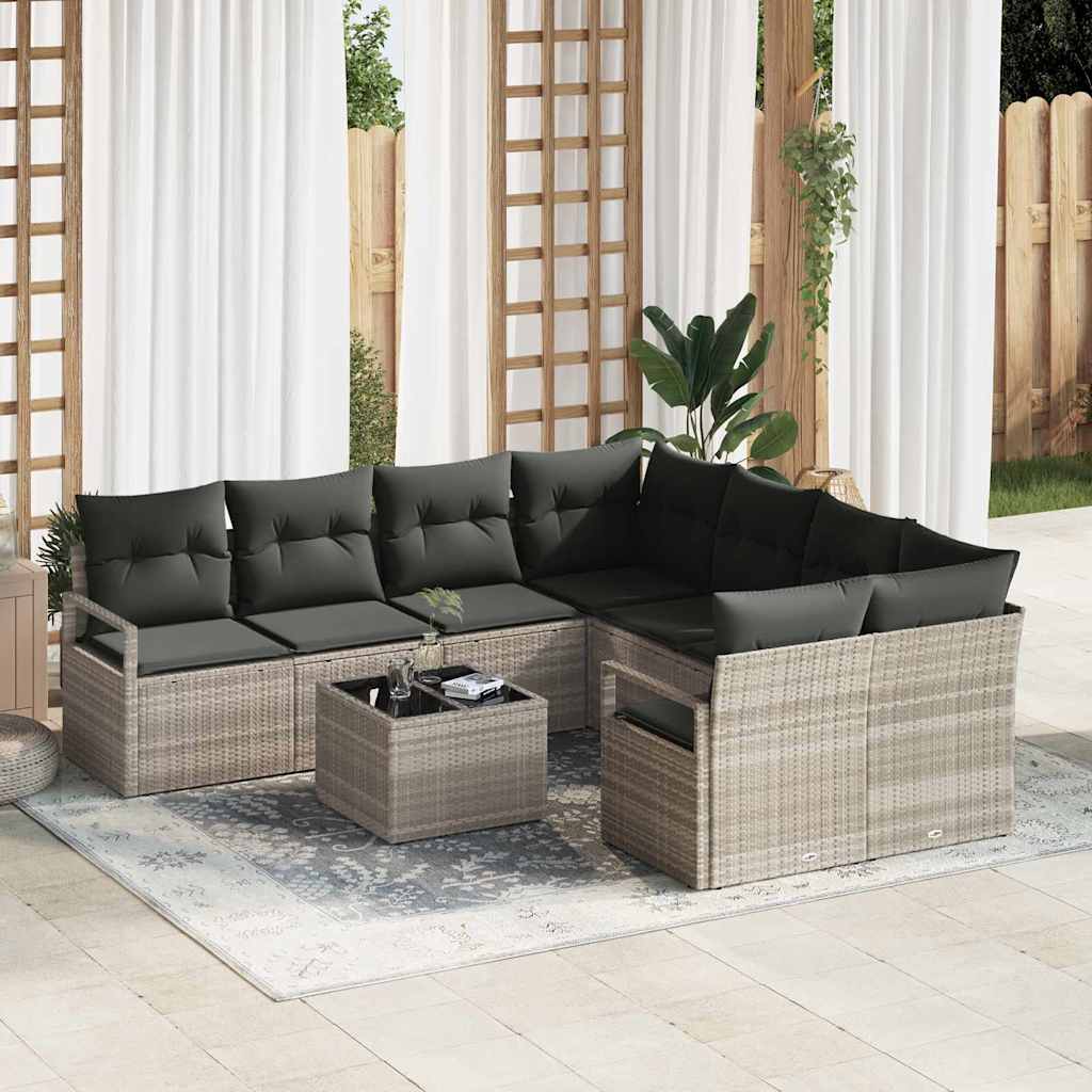 Set sofe s jastukom 9 pcs Svijetlo siva i tamno siva poliratan