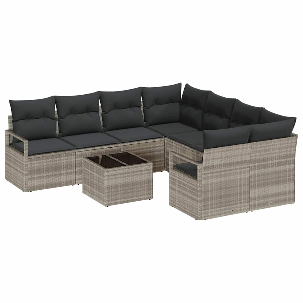 Set sofe s jastukom 9 pcs Svijetlo siva i tamno siva poliratan