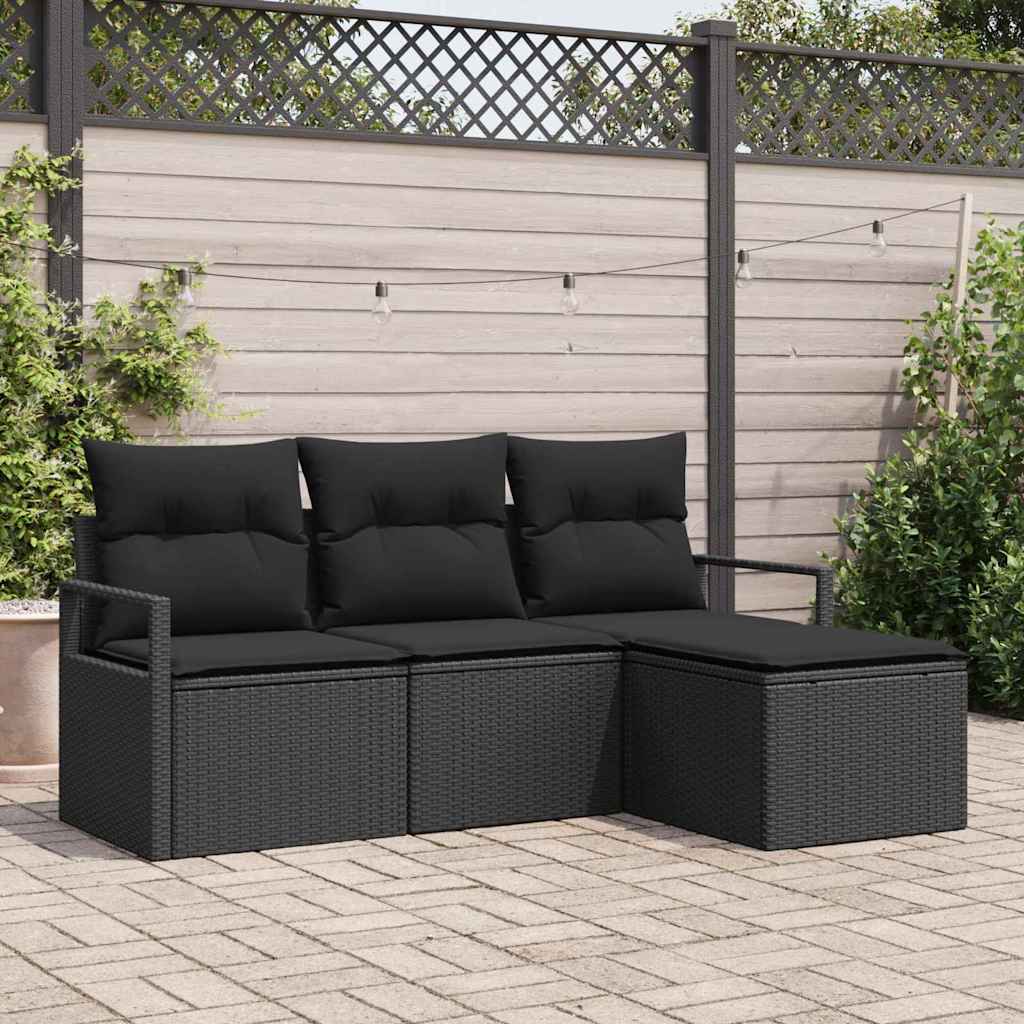 Set sofe s jastukom s pohranom 4 pcs Crna poliratan