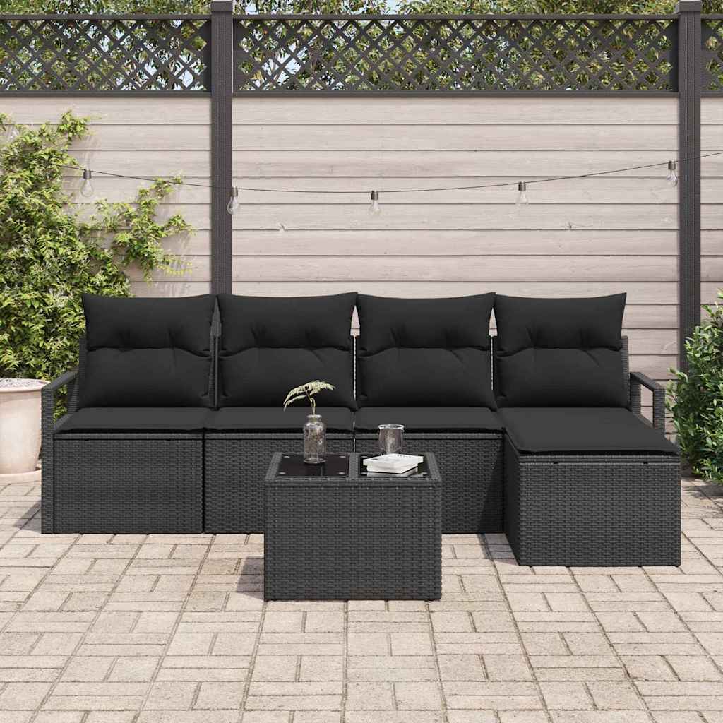 Set sofe s jastukom s pohranom 6 pcs Crna poliratan