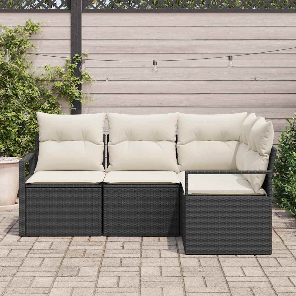 Set sofe s jastukom s pohranom 4 pcs Crna i Krema poliratan
