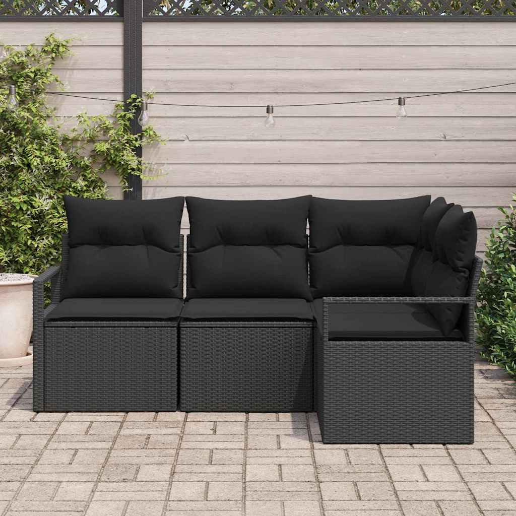 Set sofe s jastukom s pohranom 4 pcs Crna poliratan