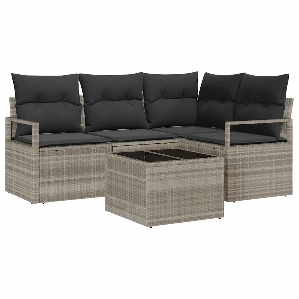 Set sofe s jastukom s pohranom 5 pcs Svijetlo siva poliratan