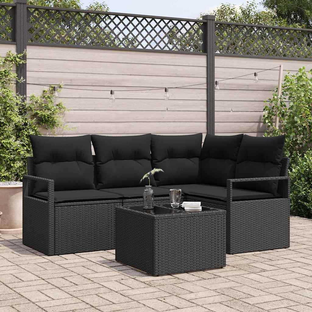 Set sofe s jastukom s pohranom 5 pcs Crna poliratan