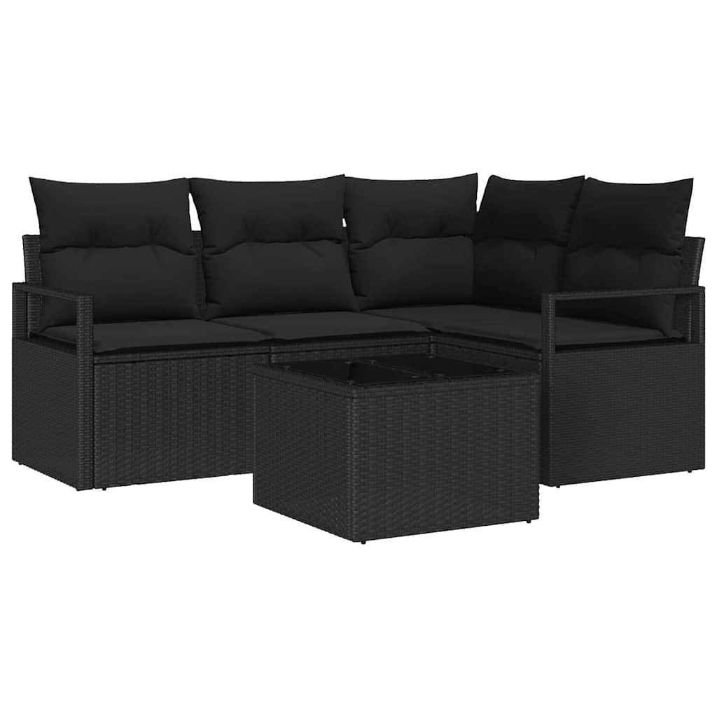 Set sofe s jastukom s pohranom 5 pcs Crna poliratan
