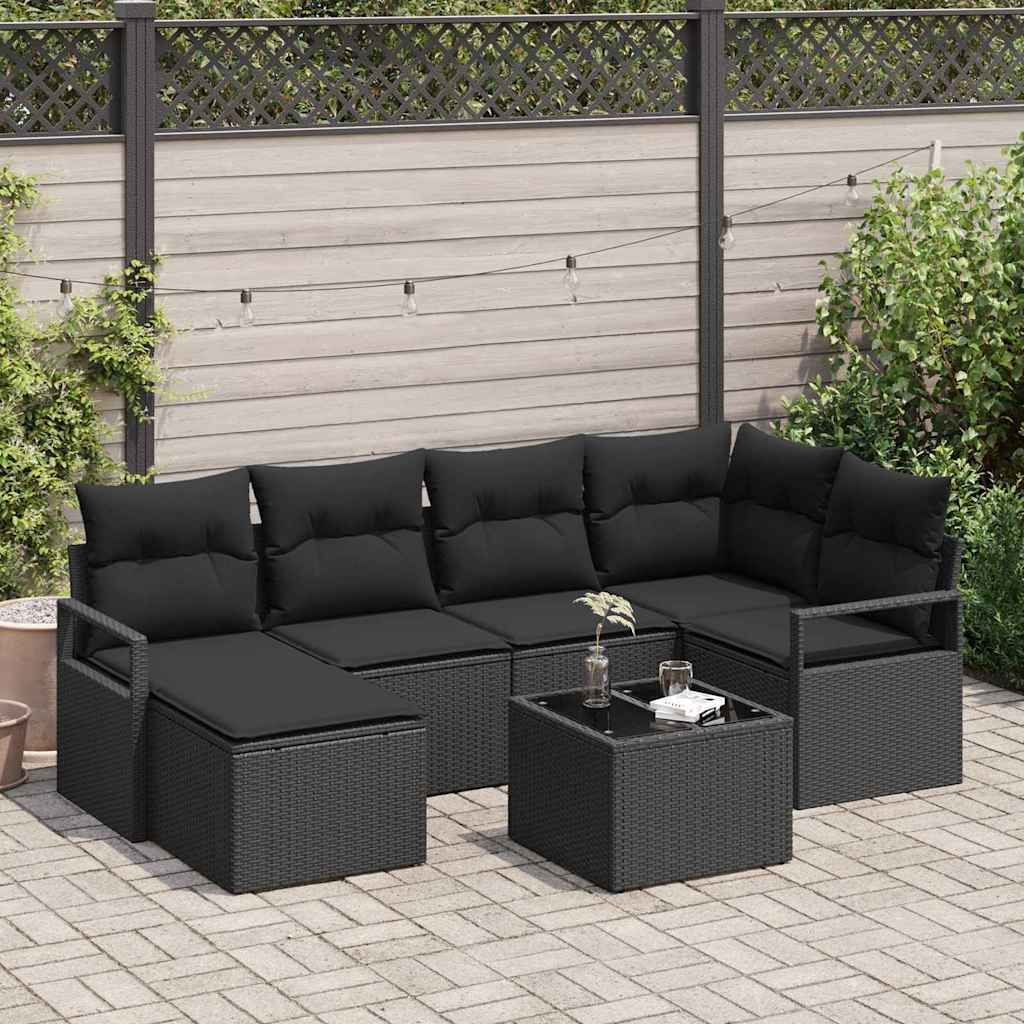Set sofe s jastukom s pohranom 7 pcs Crna poliratan