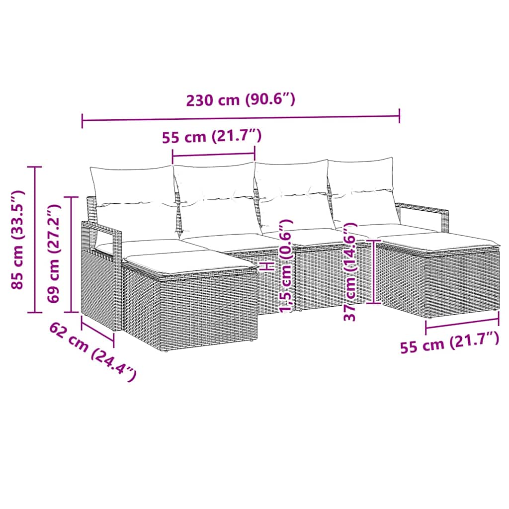 Set sofe s jastukom s pohranom 6 pcs Bež i krema poliratan