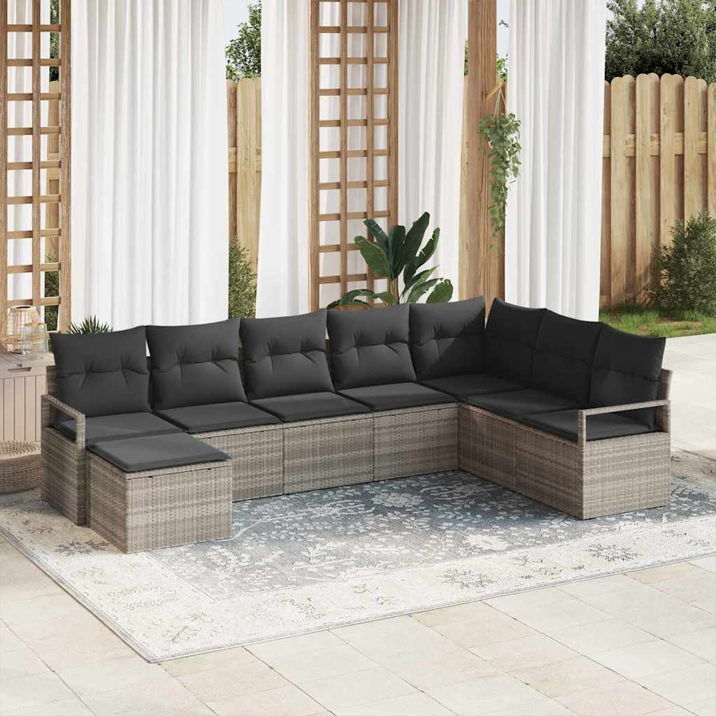 Set sofe s jastukom s pohranom 8 pcs Svijetlo siva poliratan