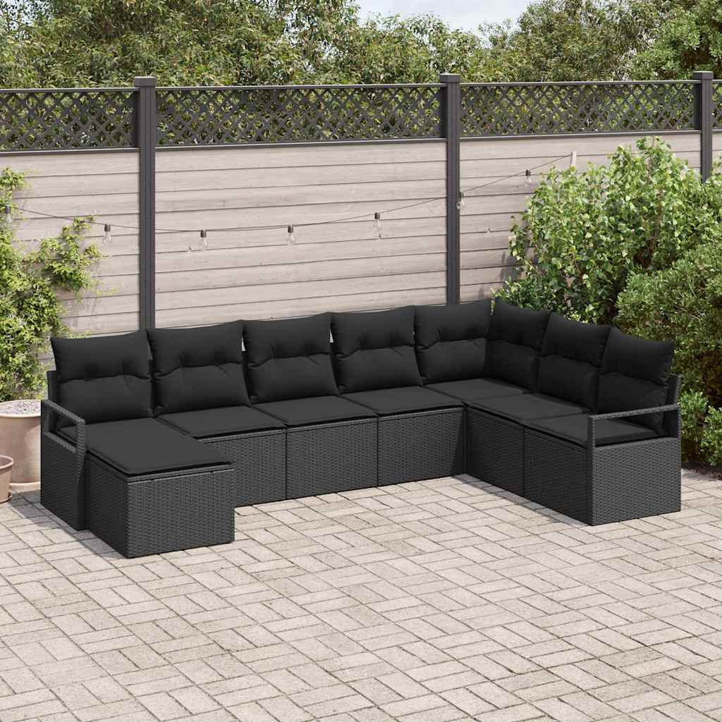 Set sofe s jastukom s pohranom 8 pcs Crna poliratan
