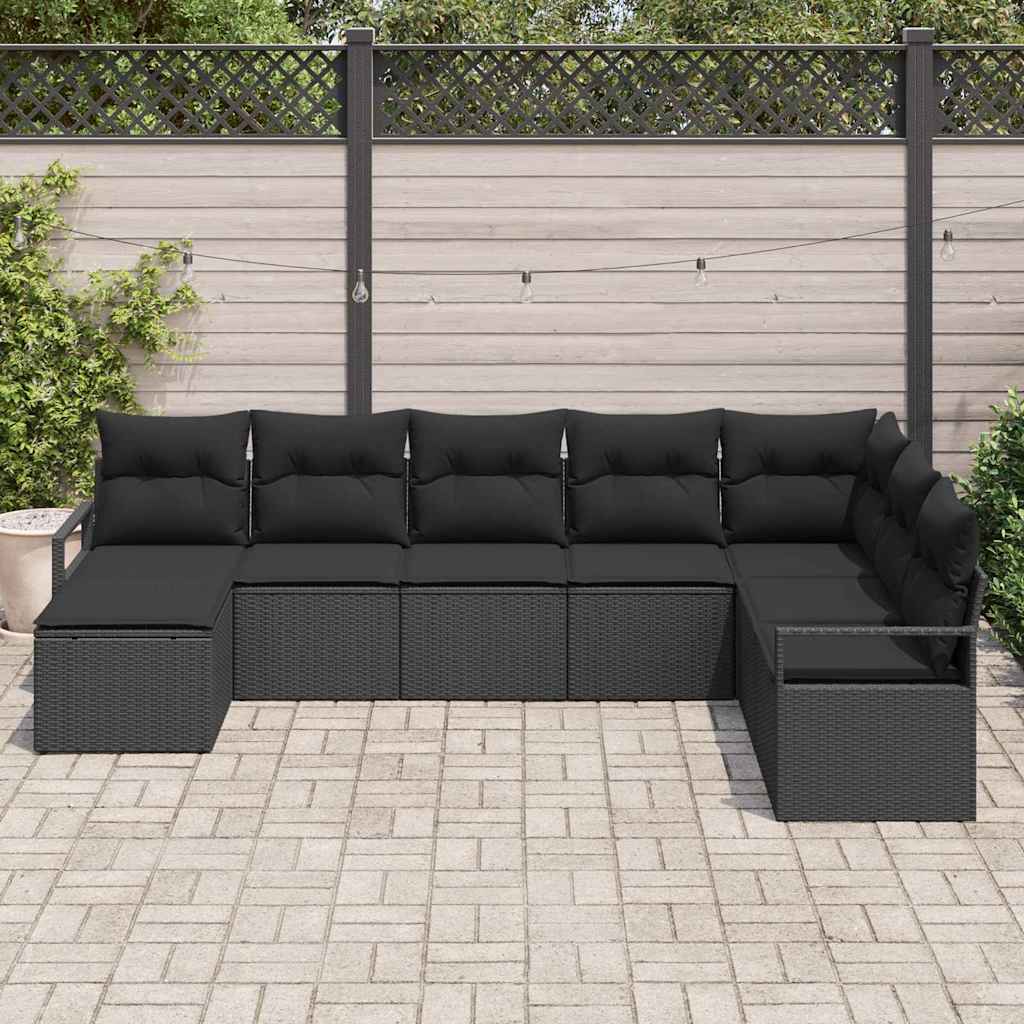 Set sofe s jastukom s pohranom 8 pcs Crna poliratan