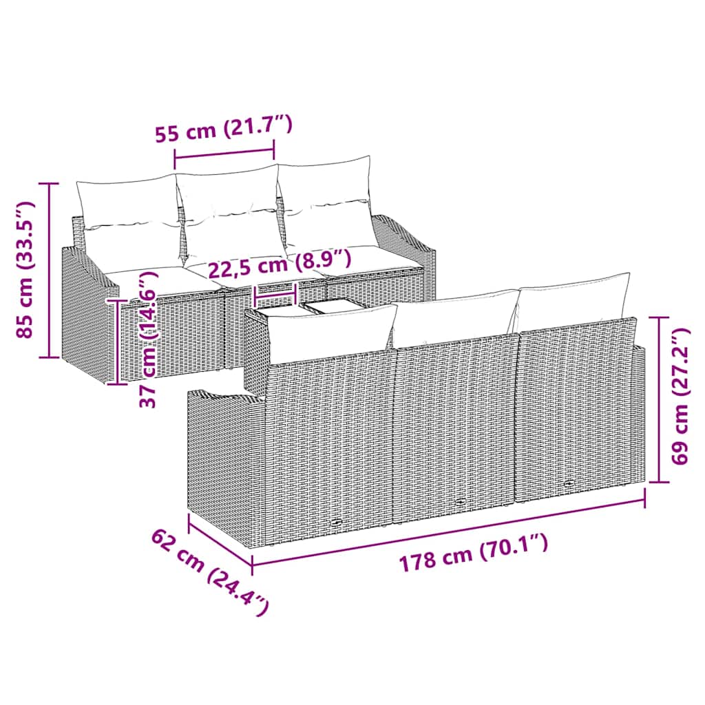 Set sofe 7 pcs Svijetlo siva i tamno siva poliratan