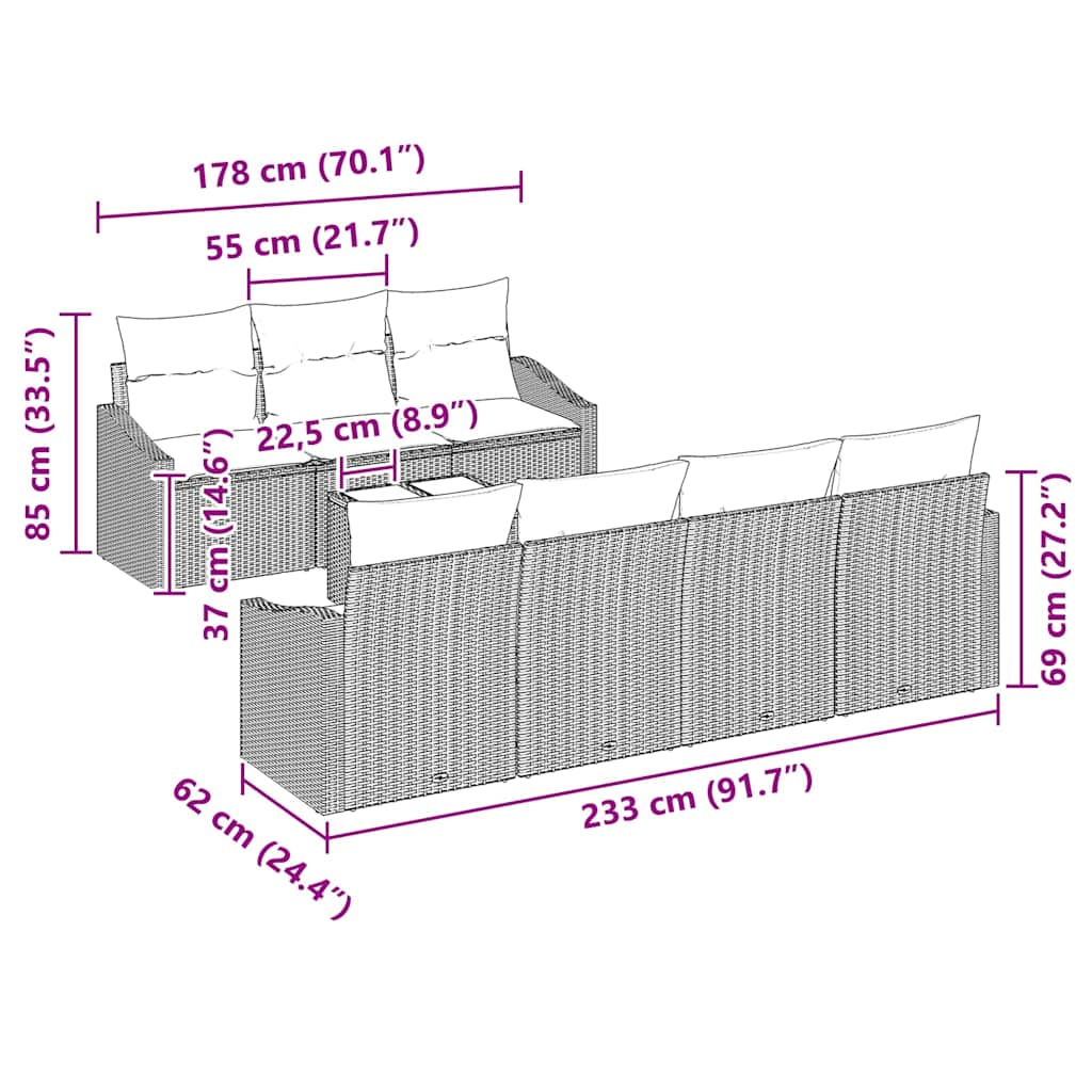 Set sofe s jastukom s pohranom 8 pcs Crna i Krema poliratan